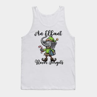 Christmas Elephant Funny Elf Costume An Elfant Never Forgets Tank Top